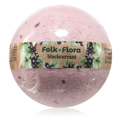 Folk & Flora Blackcurrant koupelová bomba s osvěžujícím účinkem 130 g