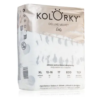 Kolorky Deluxe Velvet Dots jednorázové EKO pleny velikost XL 12-16 kg 17 ks