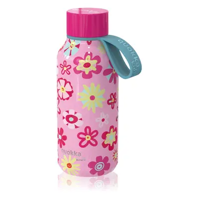 Quokka Solid Kids termoláhev s poutkem Flowers 330 ml