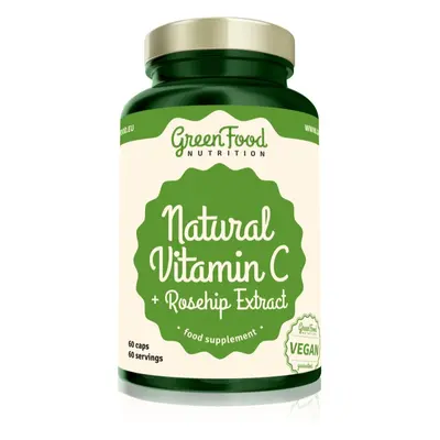 GreenFood Nutrition Natural Vitamin C + Rosehip Extract kapsle pro podporu imunitního systému, k