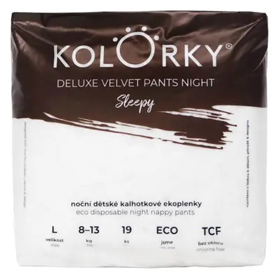 Kolorky Deluxe Velvet Pants Night Sleepy jednorázové plenkové kalhotky na noc L 8-13 kg 19 ks