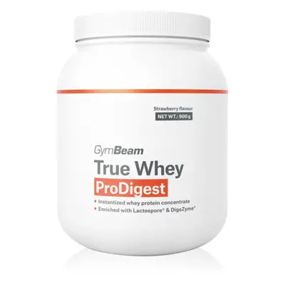 GymBeam True Whey ProDigest syrovátkový protein s trávícími enzymy příchuť Strawberry 900 g