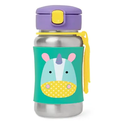 Skip Hop Zoo Straw Bottle nerezová láhev na vodu s brčkem Unicorn 12 m+ 350 ml