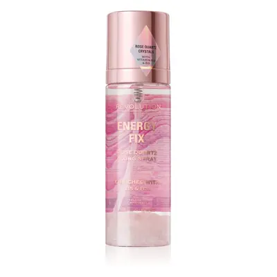 Makeup Revolution Crystal Aura Energy Fix fixační sprej s růžovou vodou 85 ml