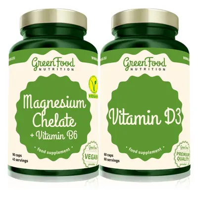 GreenFood Nutrition Magnesium Chelate with Vitamin B6 + Vitamin D3 sada pro podporu imunitního s