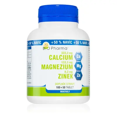 Bio Pharma Kalcium + magnesium + zinek tablety pro normální funkci imunitního systému, stavu kos