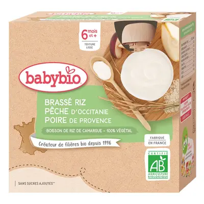 Babybio BIO broskev a hruška rýžová kaše 4x85 g