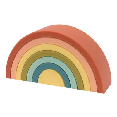 O.B Designs Silicone Rainbow Stacker Silicone Bamboo Puzzle skládací duha Cherry 10m+ 1 ks