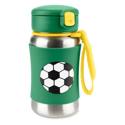 Skip Hop Spark Style Straw Bottle nerezová láhev na vodu s brčkem Fotbal 12 m+ 350 ml