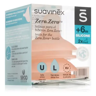 Suavinex Zero Zero Bottle Teat savička na láhev L Dense Flow 6 m+ 2 ks