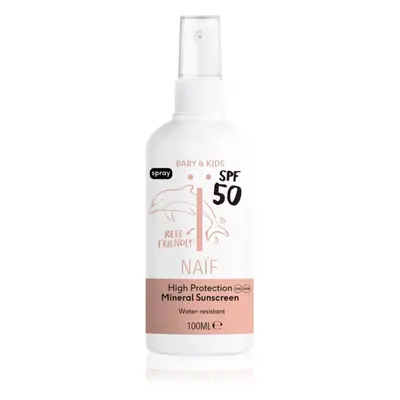 Naif Baby & Kids Mineral Sunscreen SPF 50 sprej na opalování pro děti od narození 100 ml