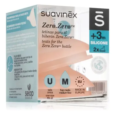 Suavinex Zero Zero Bottle Teat savička na láhev M Medium Flow 0 m+ 2 ks