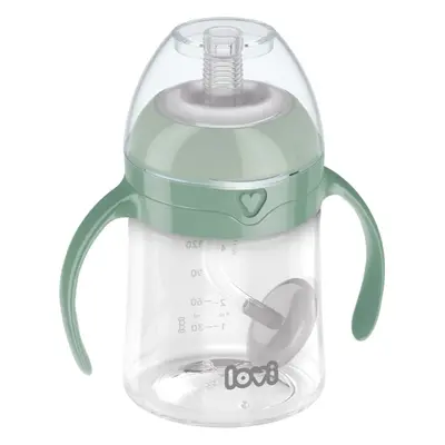 LOVI First Cup hrnek s brčkem Green 6m+ 150 ml