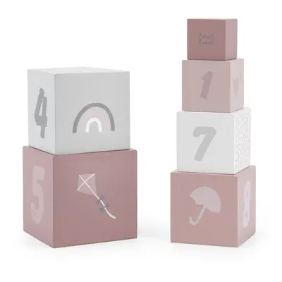 Label Label Stacking Blocks Numbers kostky ze dřeva Pink 18m+ 1 ks