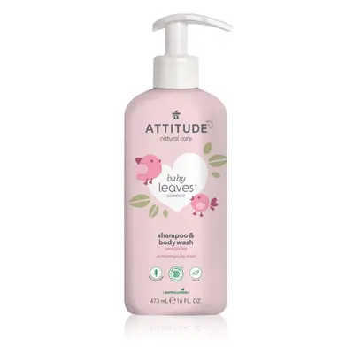 Attitude Baby Leaves Unscented sprchový gel a šampon 2 v 1 pro děti 473 ml