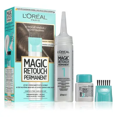 L’Oréal Paris Magic Retouch Permanent tónovací barva na odrosty s aplikátorem odstín 4 DARK BROW