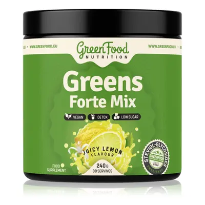 GreenFood Nutrition Greens Forte Mix prášek pro detoxikaci organismu a podporu imunity příchuť J