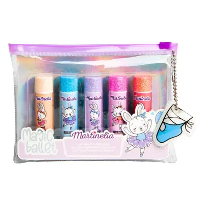 Martinelia Magic Ballet Lip Balm Set sada lesků na rty s pouzdrem pro děti 5x3,6 g