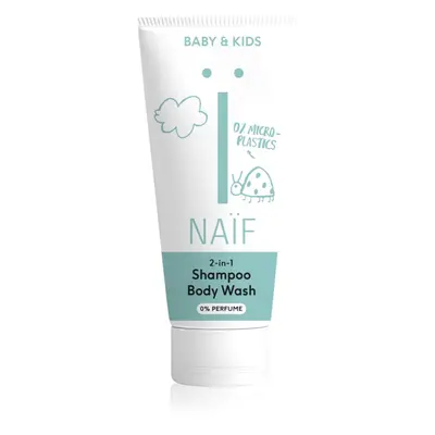 Naif Baby & Kids 2-in-1 dětský mycí gel a šampon bez parfemace 200 ml