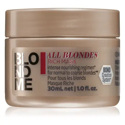 Schwarzkopf Professional Blondme All Blondes Rich vyživující maska pro hrubé vlasy 30 ml