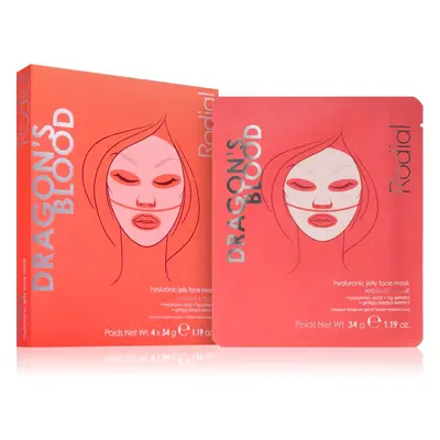 Rodial Dragon's Blood Hydrogel Jelly Face Mask intenzivní hydrogelová maska 4x34 g