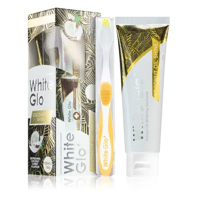 White Glo Coconut Oil Shine bělicí pasta s kartáčkem Coconut and Mint Flavour 150 g