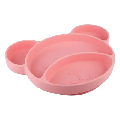 Canpol babies Suction plate Bear dělený talíř s přísavkou Pink 500 ml