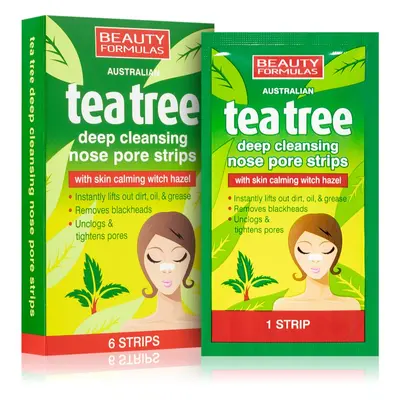 Beauty Formulas Tea Tree čisticí náplast na zanešené póry na nose 6 ks