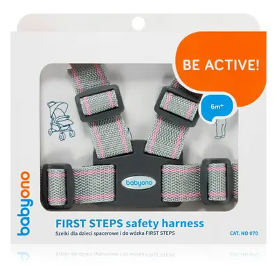 BabyOno Be Active Safety Harness First Steps bezpečnostní popruhy pro děti Grey/Pink 6 m+ 1 ks