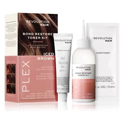 Revolution Haircare Plex Bond Restore Kit sada pro zvýraznění barvy vlasů odstín Iced Chocolate