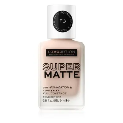 Revolution Relove Super Matte Foundation dlouhotrvající matující make-up odstín F3 24 ml