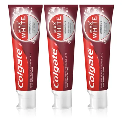 Colgate Max White Luminous zubní pasta pro zářivě bílé zuby 3 x 75 ml