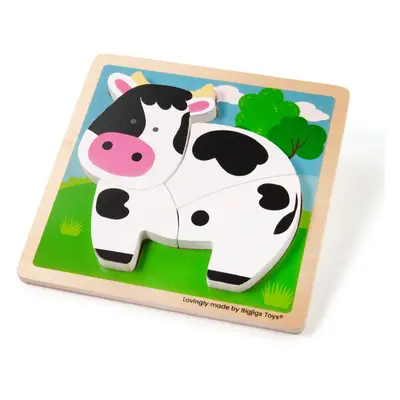 Bigjigs Toys Chunky Lift-Out Puzzle Cow aktivity vkládačka ze dřeva 12 m+ 1 ks