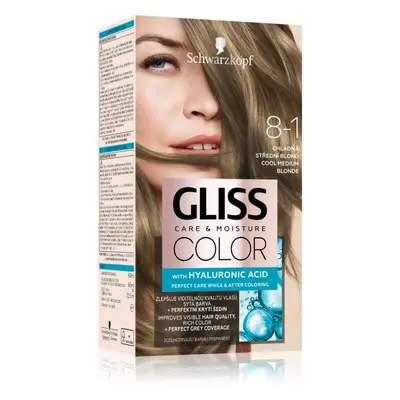 Schwarzkopf Gliss Color permanentní barva na vlasy odstín 8-1 Chladná střední blond 1 ks