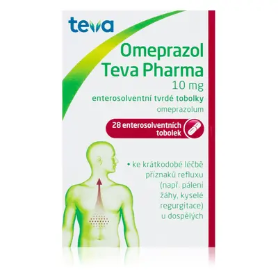 TEVA PHARMA Omeprazol 10mg enterosolventní tvrdé tobolky k léčbě příznaků refluxu u dospělých 28