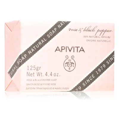 Apivita Natural Soap Rose & Black Pepper čisticí tuhé mýdlo 125 g