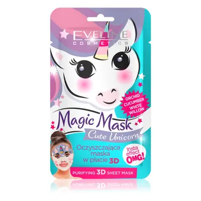 Eveline Cosmetics Magic Mask Cute Unicorn textilní 3D hloubkově čisticí maska 1 ks