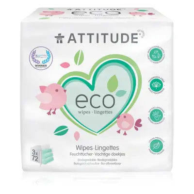 Attitude Eco vlhčené ubrousky bez vůně 3x72 ks