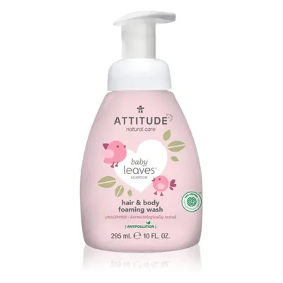 Attitude Baby Leaves Unscented mycí pěna 2 v 1 pro děti 295 ml