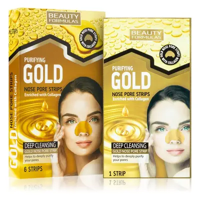 Beauty Formulas Gold čisticí náplast na zanešené póry na nose s kolagenem 6 ks