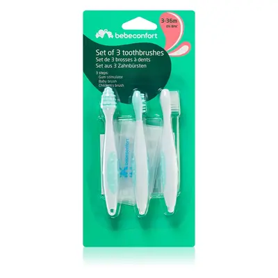 Bebeconfort Set of 3 Toothbrushes zubní kartáček pro děti 3-36 m 3 ks