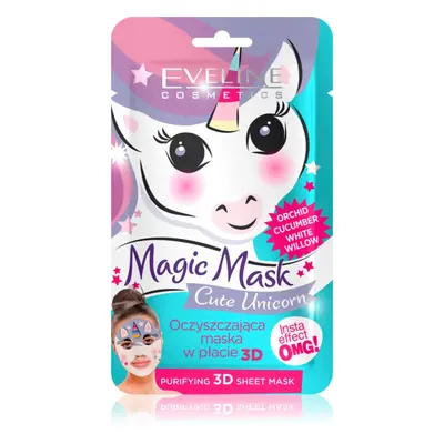 Eveline Cosmetics Magic Mask Cute Unicorn textilní 3D hloubkově čisticí maska 1 ks