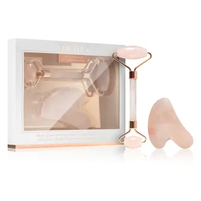 Zoë Ayla Rose Quartz Facial Roller And Gua Sha Tool dárková sada na obličej