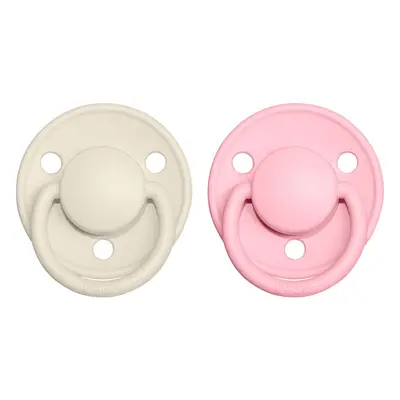 BIBS De Lux Natural Rubber Size 2: 6+ months dudlík Ivory / Baby Pink 2 ks