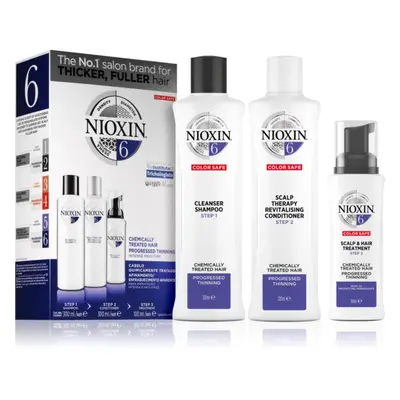 Nioxin System 6 Color Safe Chemically Treated Hair dárková sada pro řídnoucí vlasy 3 ks