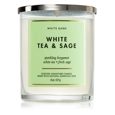 Bath & Body Works White Tea & Sage vonná svíčka 227 g