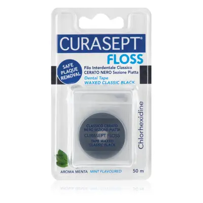 Curasept Dental Tape Waxed Classic Black voskovaná dentální páska s antibakteriální přísadou Min