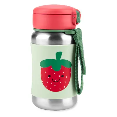 Skip Hop Spark Style Straw Bottle nerezová láhev na vodu s brčkem Strawberry 12 m+ 350 ml