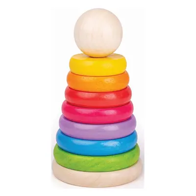 Bigjigs Toys First Rainbow Stacker nasazovací kroužky ze dřeva