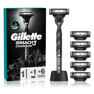 Gillette Mach3 Charcoal holicí strojek se stojánkem + náhradní břity 6 ks